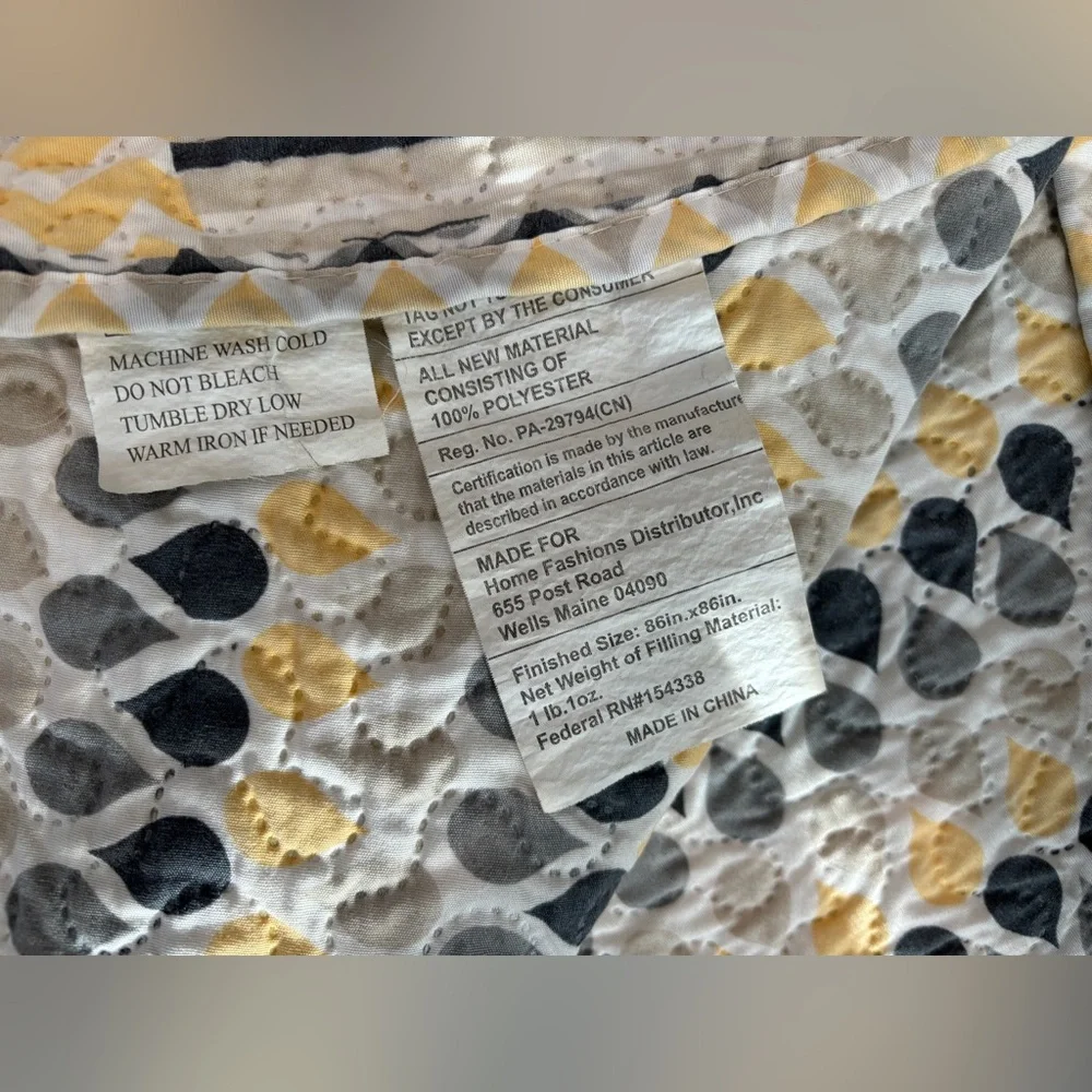 Quilted Patchwork Bedding Set Full Queen Yellow Gray Coastal 3 Piece